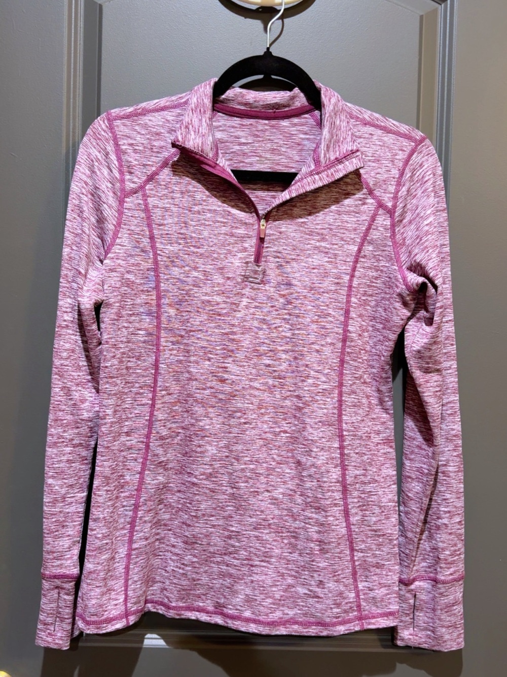 Mauve/Pink Quarter-Zip Long Sleeve Performance Top